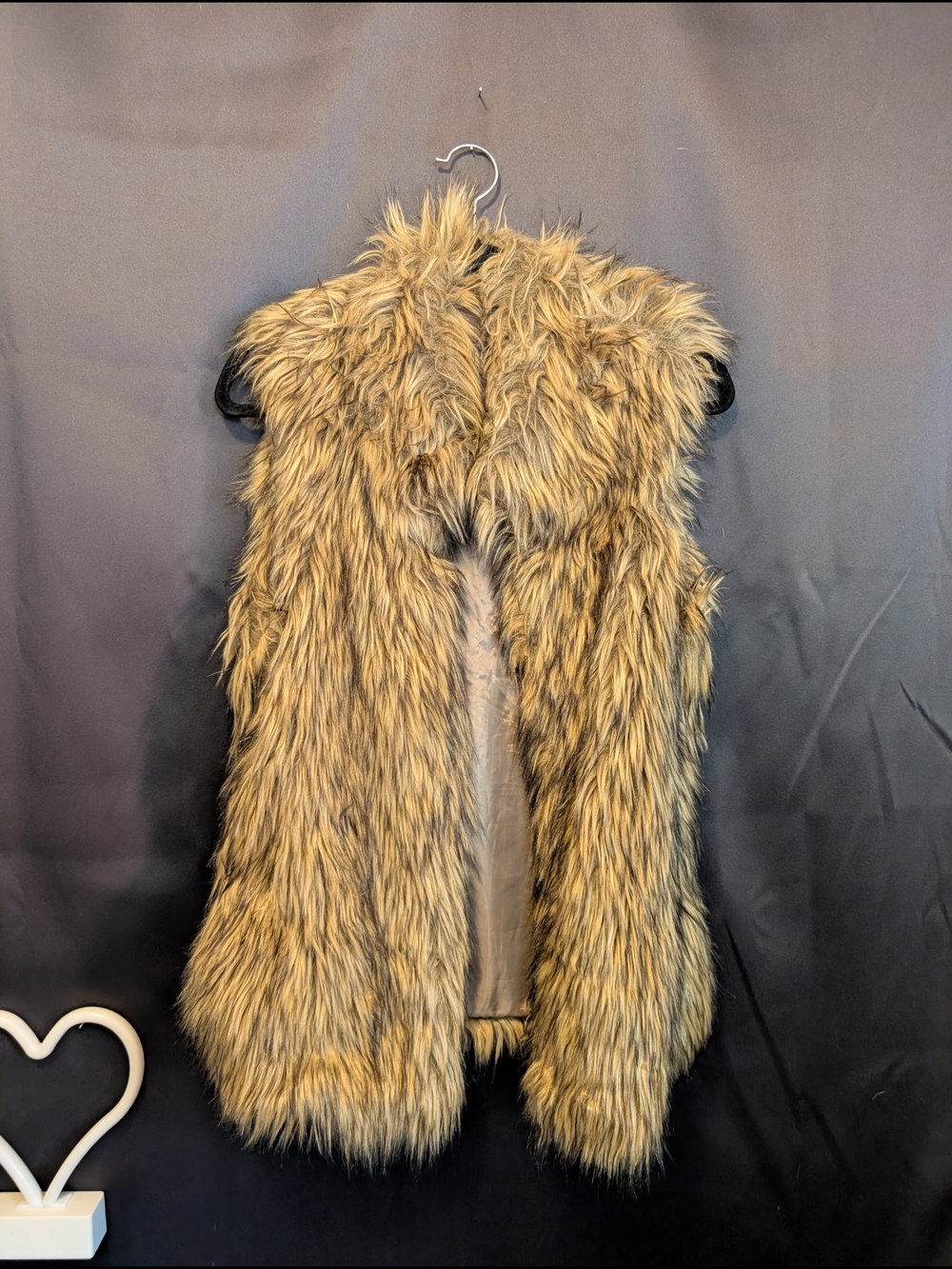 Ci Sono Faux Fur Vest in Taupe Brown